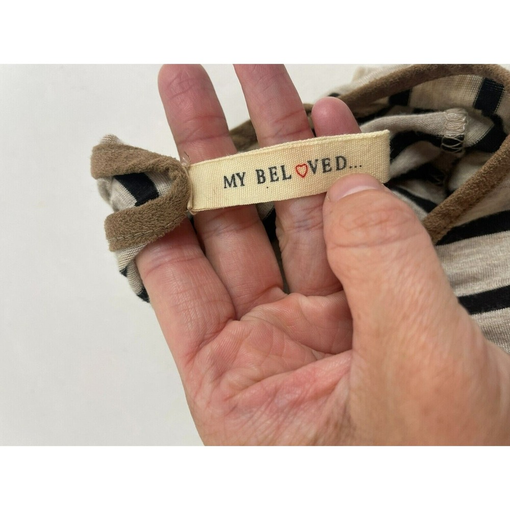 My Beloved Dress Tee Women's Size Small Black Tan Striped Faux Suede Above Knee - Picture 8 of 10